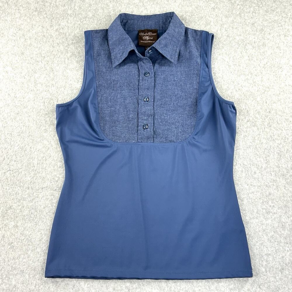 Kathleen Kirkwood Under Cover Agent Womens S Collared Tank Sleeveless Button Top